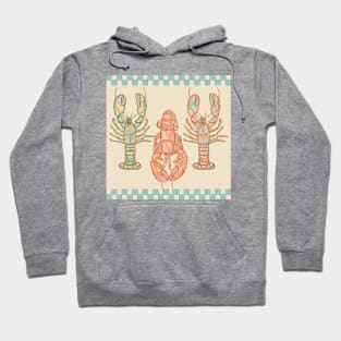 Pastel tTeal Gingham Lobster Hoodie